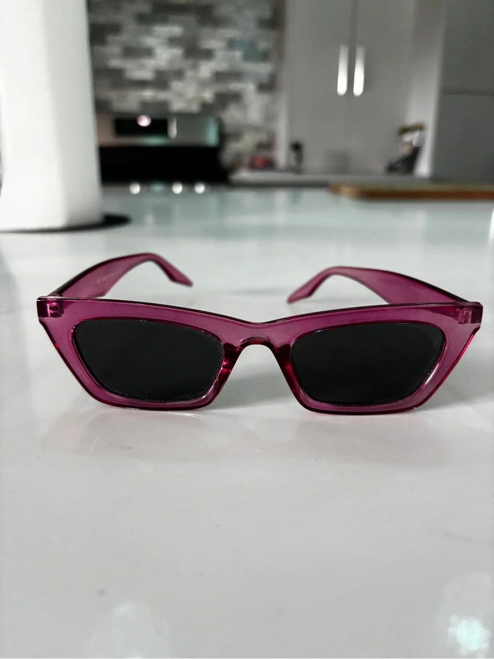 Retro Cat Eye Pink Sunglasses with Black Lenses